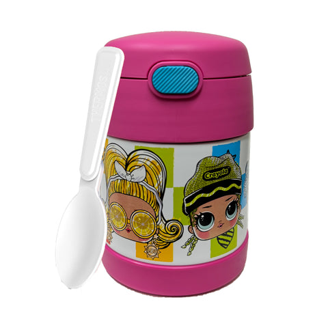 *NEW 2024* Thermos FUNtainer Stainless Steel 10oz/290mL Food Jar with Fold-able Spoon, LOL x Crayola (F3104LLCA6)