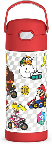 *NEW 2024* Thermos FUNtainer Stainless Steel 14oz/410mL Straw Bottle - Mario (F40524MB6)