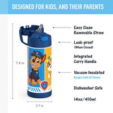 *NEW 2024* Thermos FUNtainer Stainless Steel 14oz/410mL Straw Bottle - Paw Patrol Blue (F40524PP6)