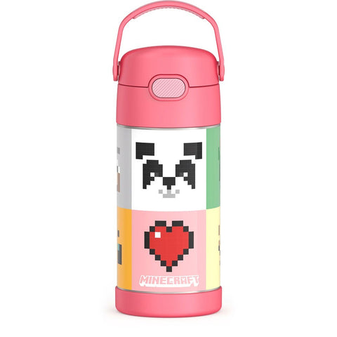 *NEW* Thermos FUNtainer Stainless Steel 12oz/355mL Straw Bottle - Minecraft  Pink