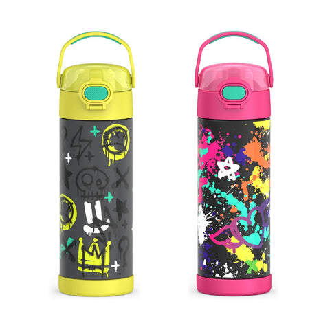 *NEW 2024* THERMOS FUNTAINER 16oz/470mL Stainless Steel Vacuum Insulated Bottle with Spout Lid, Graffiti