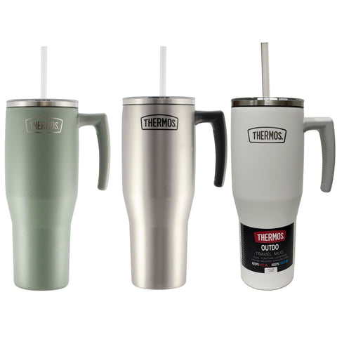 *NEW* Thermos Outdo 1100ml Stainless Steel Travel Mug Dual Function Lid with Straw (OT1100 Series)